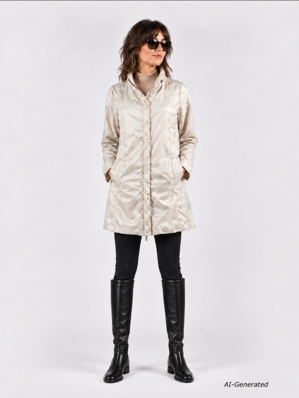 MACKAGE Trench Coat Zip & Snap Closure in Champagne Beige
